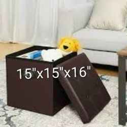 3 Years Old Chocolate Brown Ottoman Storage Cube Faux Leather