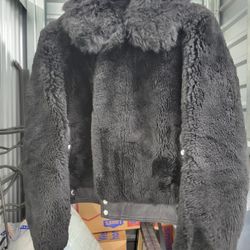 Women's Coach Shearling And Leather Jacket, Size 4