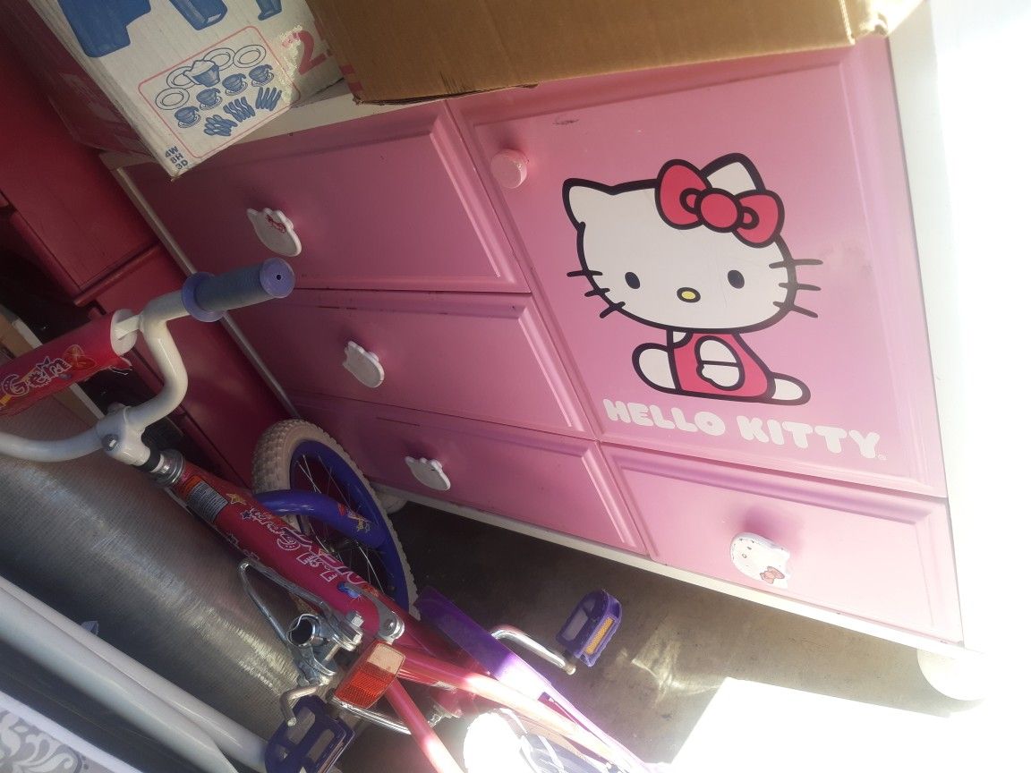 Hello kitty dresser, nightstand, and toy/book organizer