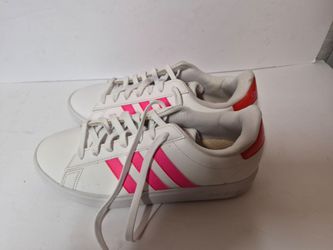Adidas White Pink Stripe Low-Top Sneakers