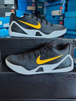 Nike Kobe 9 Elite Low EM Black Gold White Basketball Shoes Mens 9 New
