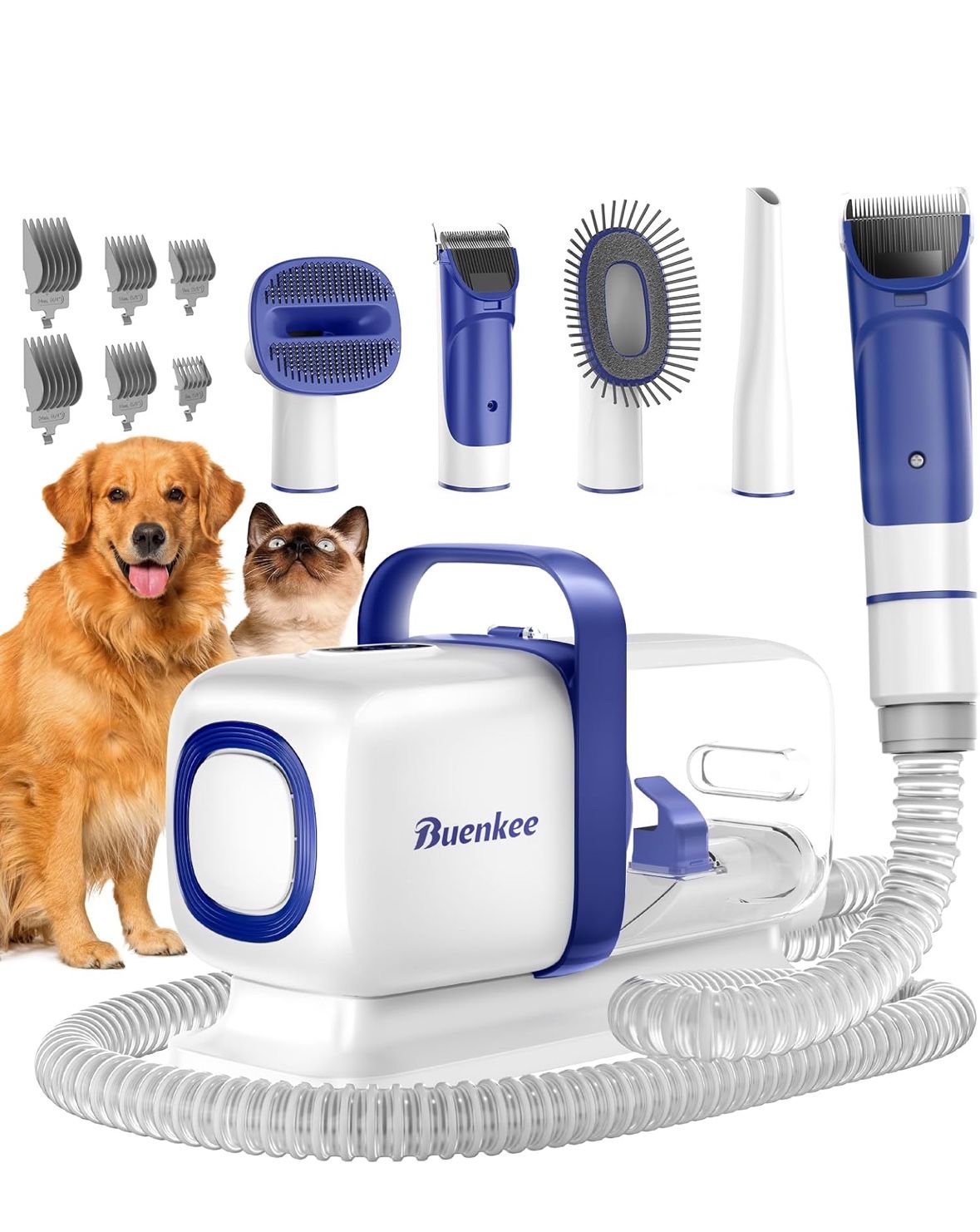 Buenkee Dog Cat Grooming Kit w/ Pet Grooming Vacuum, Dog Clipper, Shedding Brush