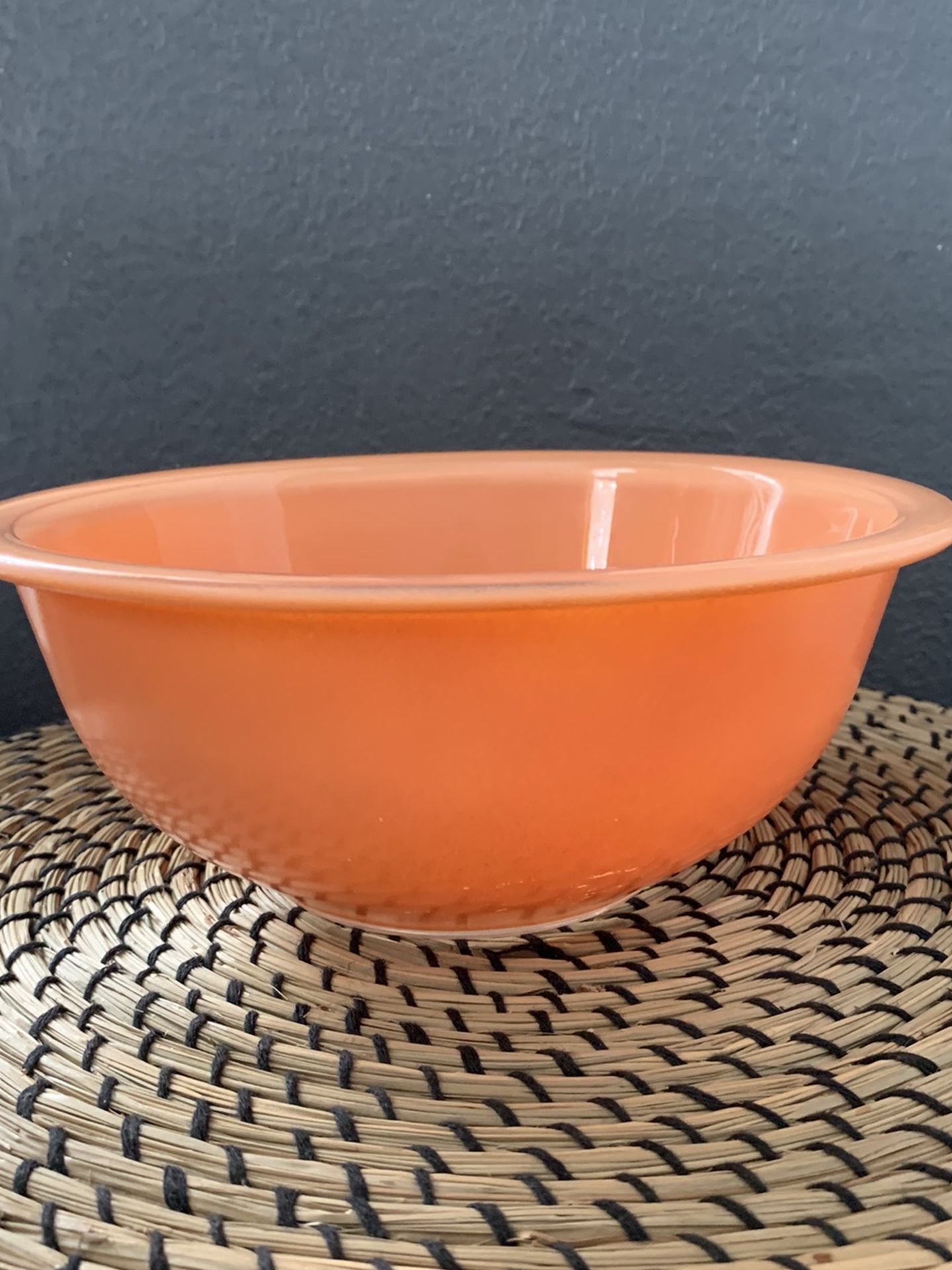 Vintage Pyrex Peach Clear Bottom