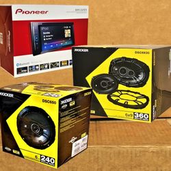Pioneer Double Din Touchscreen Stereo Bluetooth USB Aux DVD CD Am/Fm Kicker 6 1/2" 2-Way & 6x9" 3-Way Speakers 600 Watts Package 🚨 No Credit Needed 