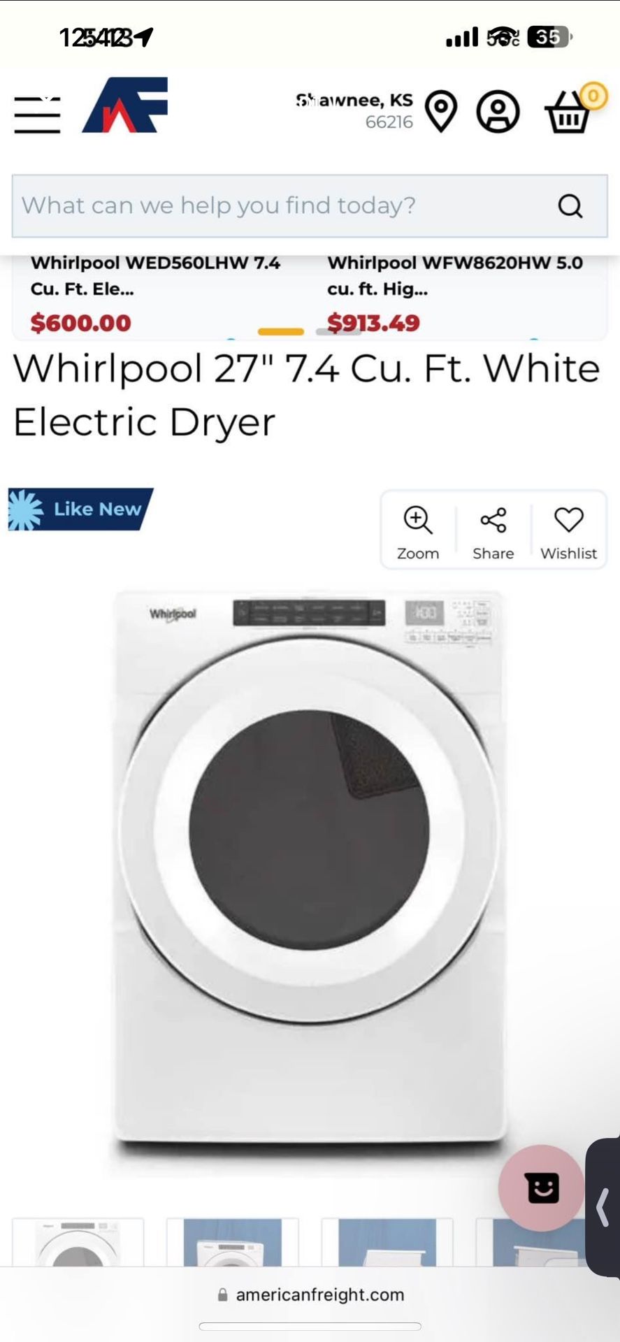 Whirlpool 27" 7.4 Cu. Ft. White Electric Dryer