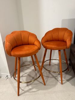 Orange Velvet Barstools