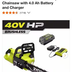 Ryobi Chainsaw With Battery And Charger