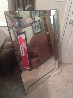 Large antique etched mirror