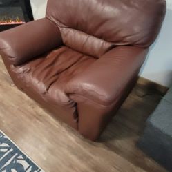 Large Comfy Brown Leather Chair