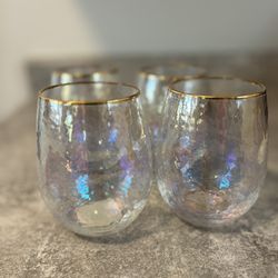 Translucent Gold Rimmed Glasses 4 Set