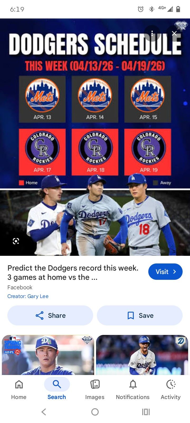 Pair Of Dodger Vs. Rockies Tix (4/18/26 Sat.)
