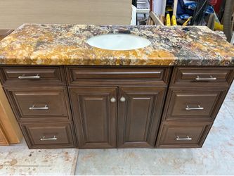 Bathroom cabinets with granite countertop and sinks