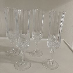 Vintage  Crystal Fluted Champagne Glasses (4)