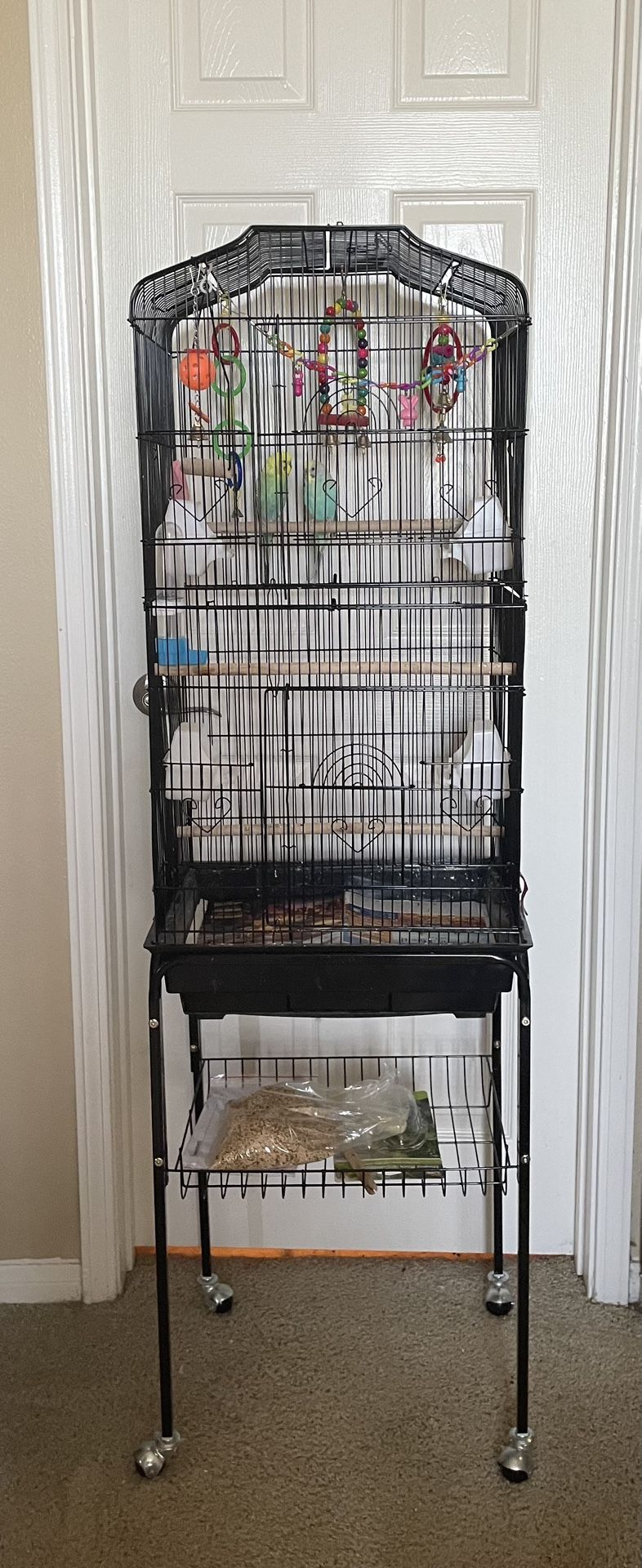 Birds W/ Cage, Toys And Food