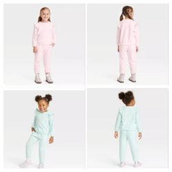 Easter Girls' 12M - 5T Reverse Fleece Top & Jogger Set - Cat & Jack™ Pink Or Teal