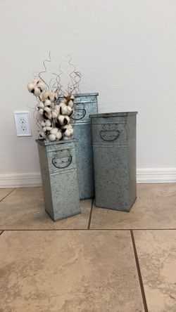 Set of 3 Nested Galvanized Steel Box Containers