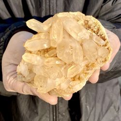 Natural Citrine cluster mineral specimen quartz crystal healing large