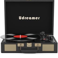 Vinyl Record Player Suitcase with Built-in Speakers, Portable Turntable with RCA, Line in, Bluetooth and Headphone Jack for Records, Vintage LP Player