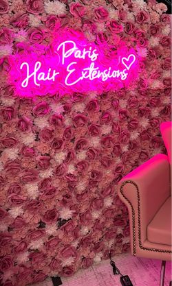 Led sign and the flower wall