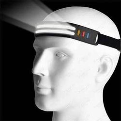 USB Rechargeable Headlamp, (Three White lines Light)230Wide-Angle LED Headlight, Lightweight Hands-Free Control Waterproof Silicone Sensor Headlam