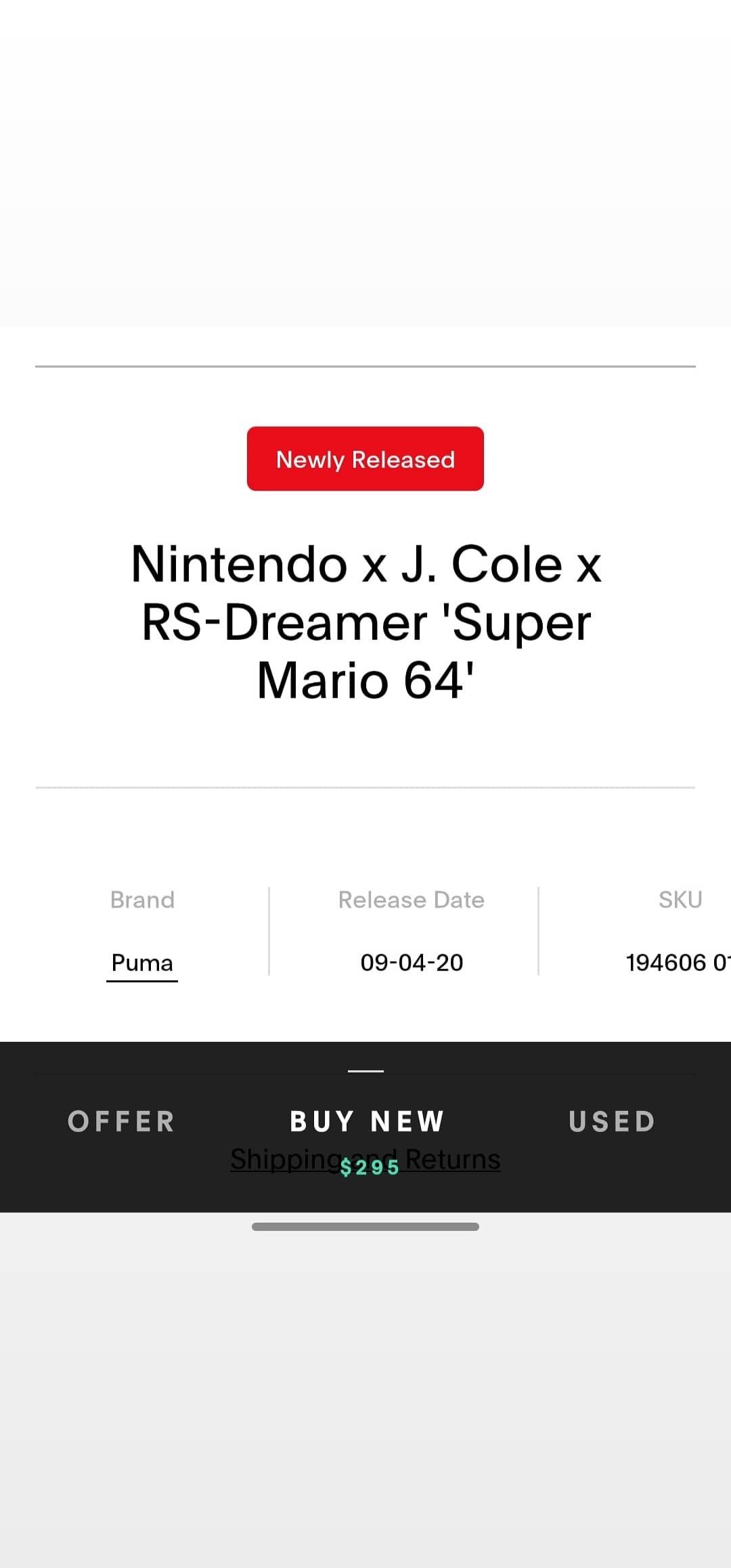 Size 10 and 9.5 mens 35th anniversary jcole puma nintendo collab