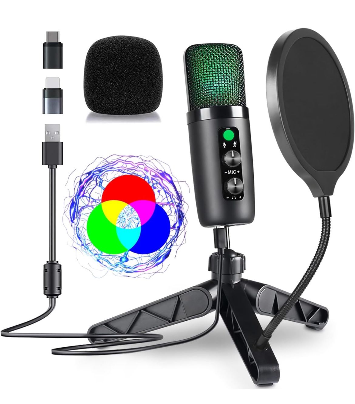 Mini USB Condenser Microphone for Podcast Recording, Gaming, PC, Streaming, Computer Microphone for Desktop, External Microphone for Laptop, Compatibl