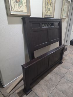 Full solid wood bed frame and box spring