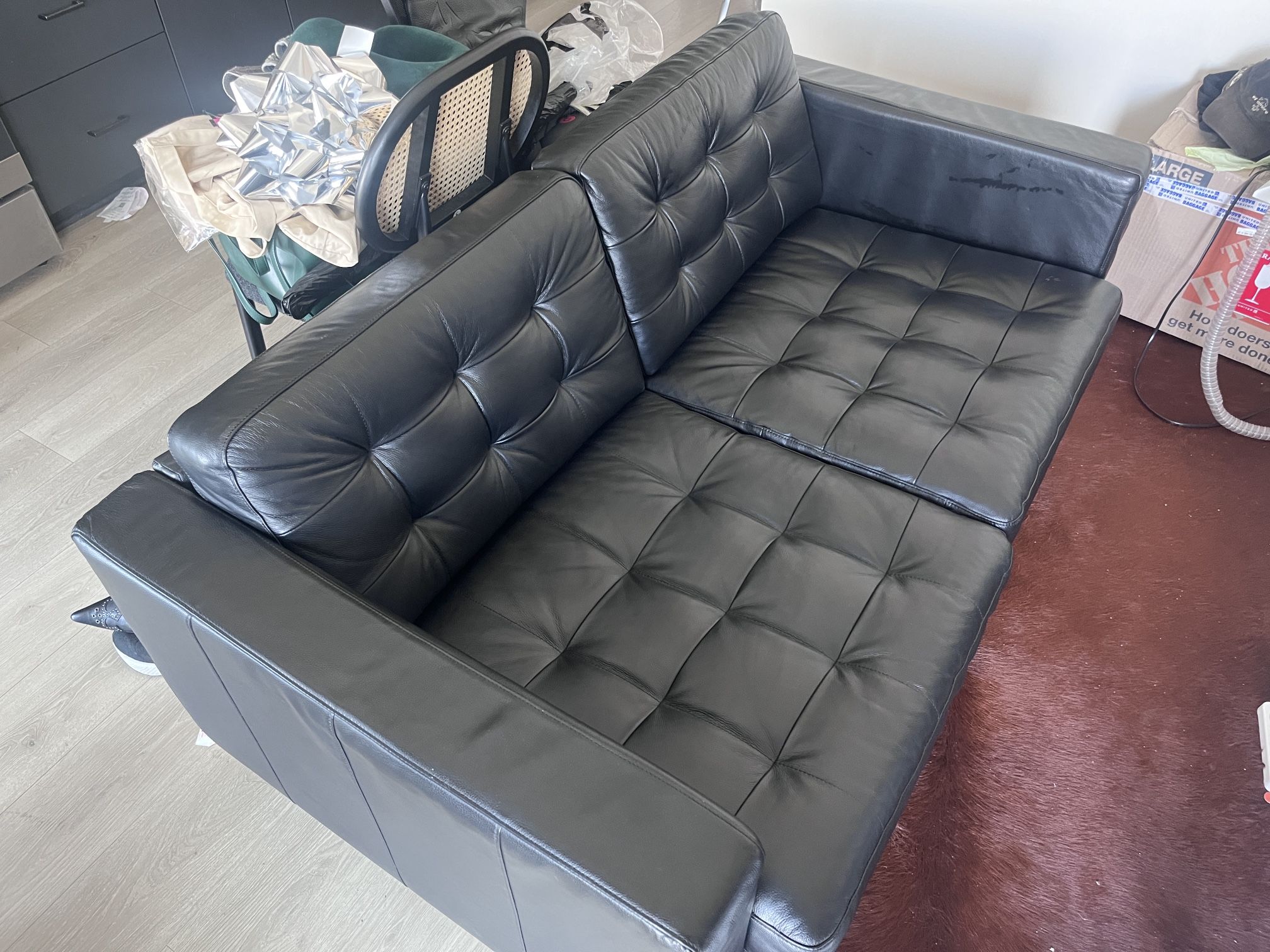 Black Vegan Leather Sofa