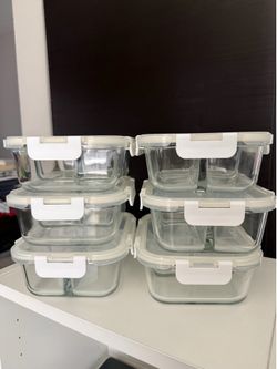 Glass Meal Prep Containers with Three Compartments