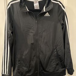 Adidas Youth Track Jacket-Size Large (14/16) Black,Zip-Up Athletic Outerwear-Mock Neck