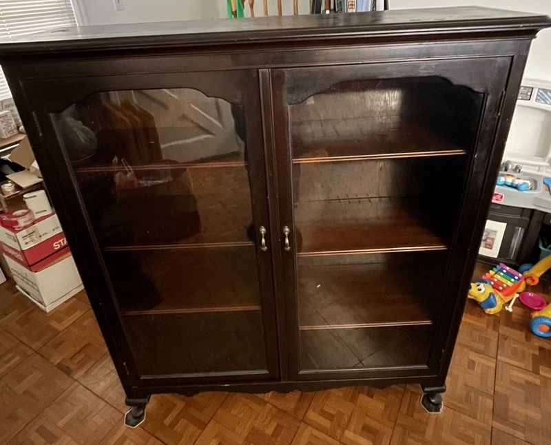 Vintage Glass Door Bookcase - 49” x 53.5” 
