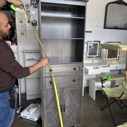 Grey 72 in. H Storage Cabinet for Living Room, Bathroom & Kitchen with 3-Adjustable Shelves and Barn Doors