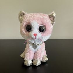 Ty TySilk Beanie Boos Fiona Cat Pink Plush Stuffed Animal 6 Inch