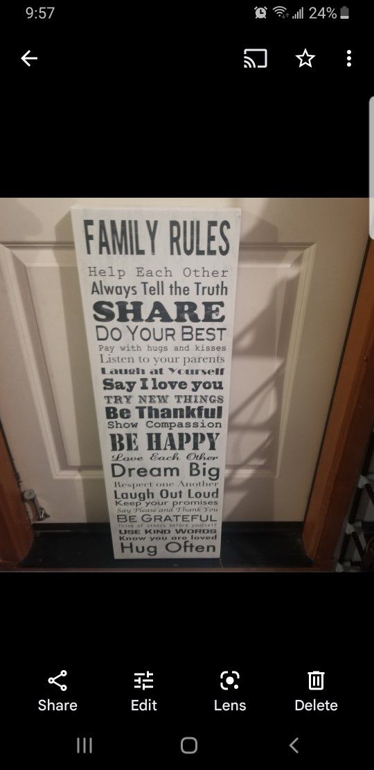 Family Rules Canvas Decor Easy To Hang