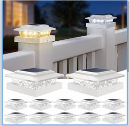 4x4 Solar Post Cap Lights Outdoor 8Pack, IP65 Waterproof, LED Fence Deck Post Light Solar Powered Only for 4×4/3.5×3.5 Wood/Vinyl Posts(White)