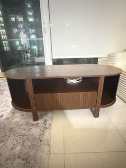 Oval Wood TV Stand with Storage