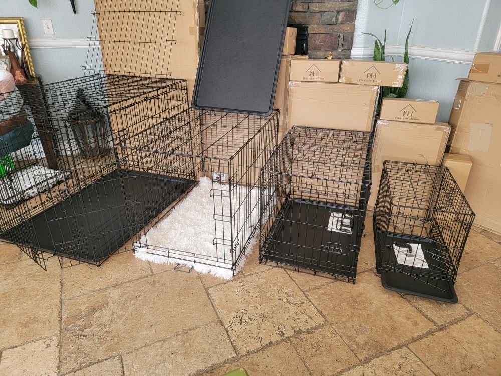 Brand New Dog Crates 2 Door Folding Pet Cages With Tray 24" Sm'md $40/ 30" M'l $50/ 36" L'xl$60/ 42" Xxl$80/ 48" $100 Xxxl Crate NEW IN BOX Jaulas