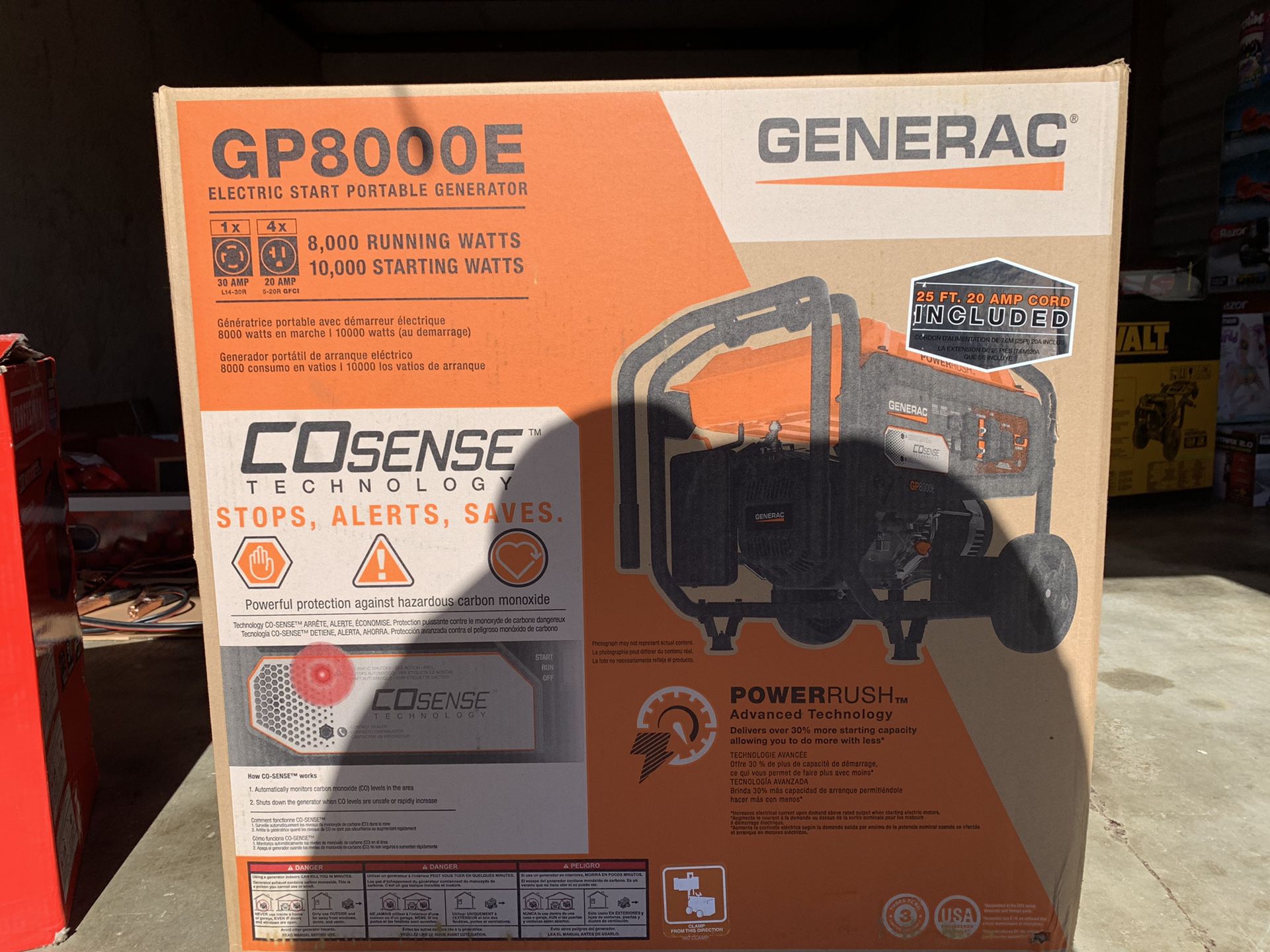 GENERAC 8000 WATT GAS GENERATOR #GP8000E BRAND NEW (NUEVO)