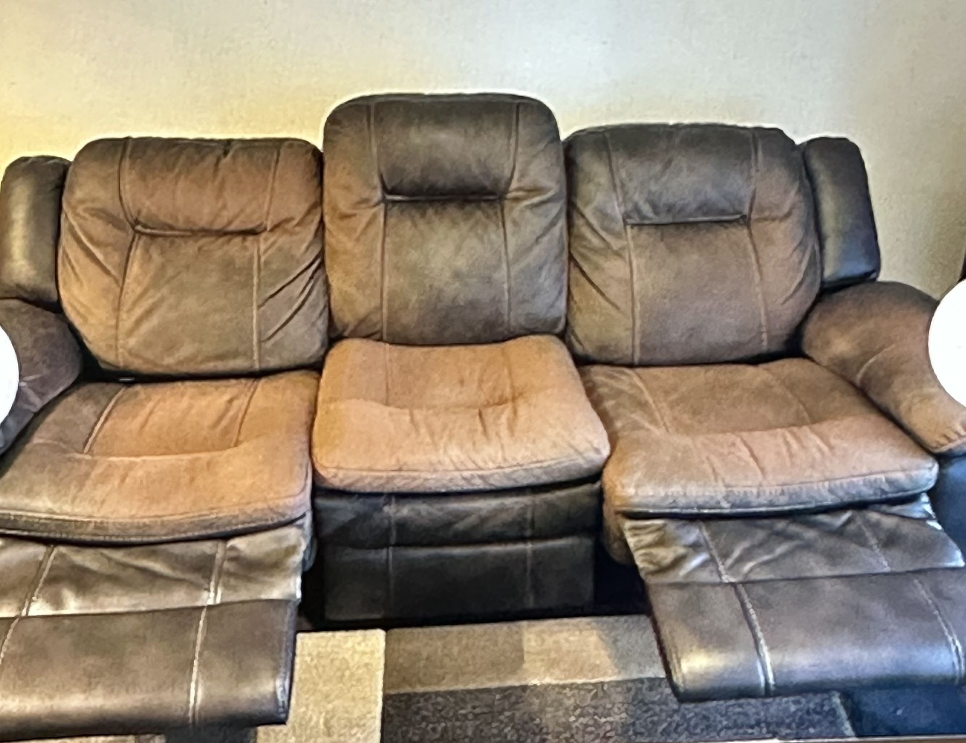 Cheap Leather Reclining Couch/Sofa. Give Best Offer