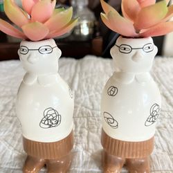 Twin People Planters W/ Faux Succulents 