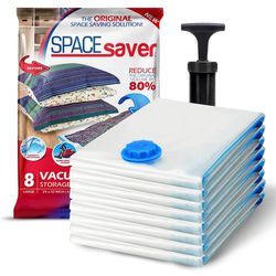 Spacesaver's Space Saver Vacuum Storage Bags (Large, 8pk) Save 80% Storage Space - Vacuum Sealer Bags for Comforters, Blankets, Bedding, Clothing - Co