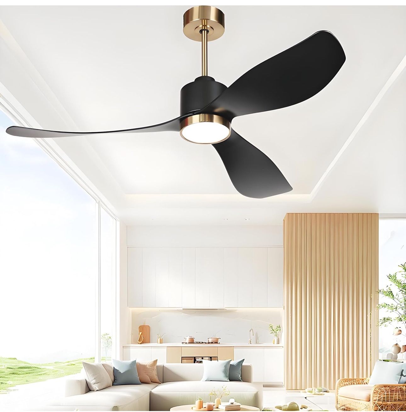 Ceiling Fans with Lights, 52” Modern Remote Ceiling Fan with Light ,Reversible DC Motor, 3 Blades, 3CCT Dimmable, 6 Speed, 4H Timer, Ceiling Fan Light