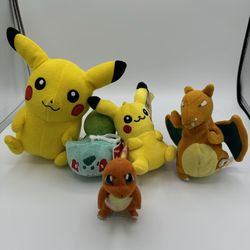 Pokémon Plush Lot Of 5 Charmander Charizard Pikachu Bulbasaur Tomy Applause