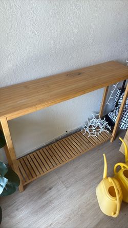 Bamboo Console Table with Lower Shelf