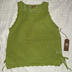 Neon Soul Green Crochet Knitted Tank Top NWT