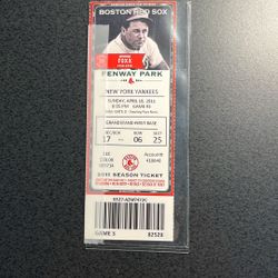 Red Sox / Yankees Fenway Park 4/10/11 Ticket
