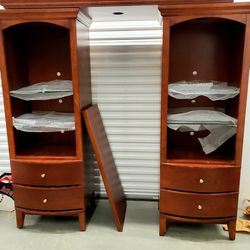 Free Living Room Cabinet Set With Lighting And Glass Shelves And  Coffee Table. 