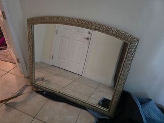 Large Wall or dresser Mirror with Ornate Gold Frame
