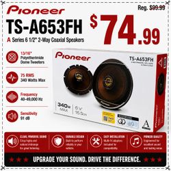 Pioneer TS-A653FH A Series Car Speakers 6 1/2" 2-Way Coaxial Speaker System 340 Watts 🚨 Payment Options Available 🚨 No Credit Needed 🚨