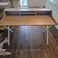 Contemporary Modern Writing Desk With Storage Cubbies in Walnut